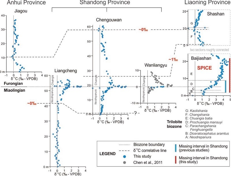 Recent study reveals spatial variation in carbonate carbon isotopes during the Cambrian SPICE event